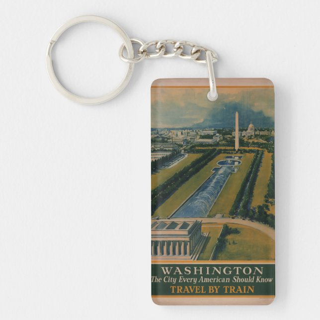 Vintage Washington DC Travel Poster Keychain (Front)