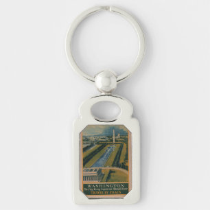 Vintage Washington DC Travel Poster Keychain