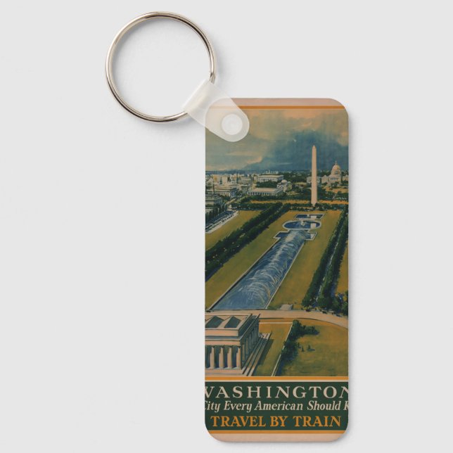 Vintage Washington DC Travel Poster Keychain (Front)