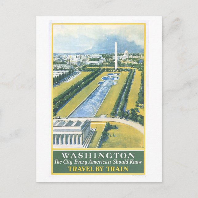 Vintage Washington DC Travel Poster Postcard (Front)