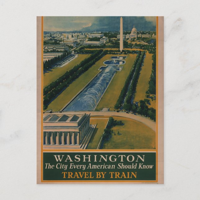 Vintage Washington DC Travel Poster Postcard (Front)