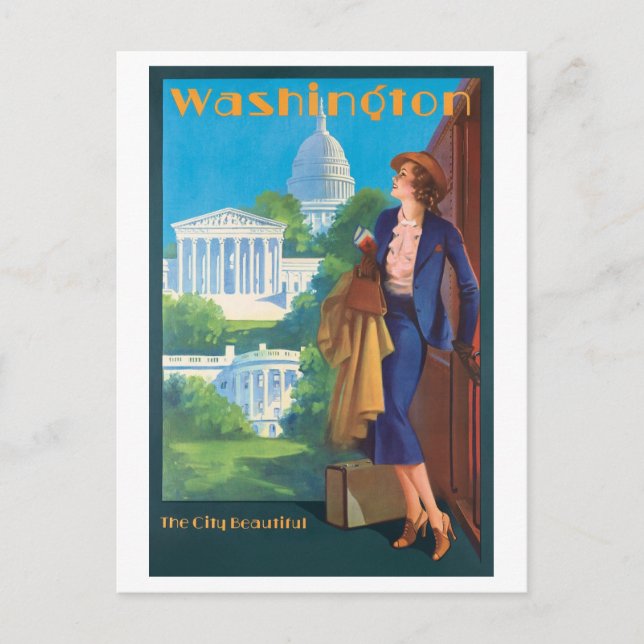 Vintage Washington DC Travel Poster Postcard (Front)