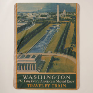 Vintage Washington DC Travel Poster Sherpa Blanket