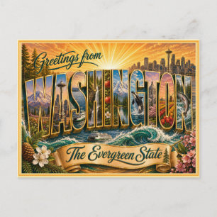 Vintage Washington Greeting From Postcard