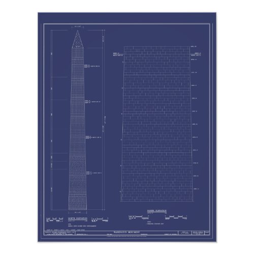 Vintage Washington Monument Blueprints Poster