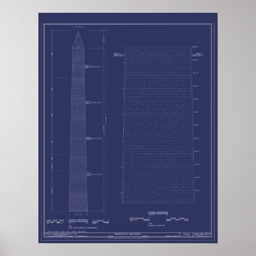 Vintage Washington Monument Blueprints Poster