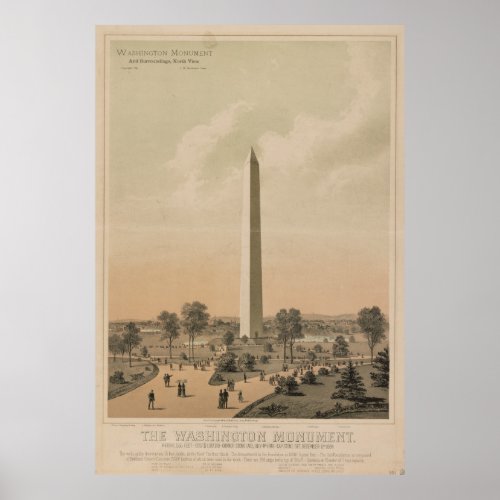 Vintage Washington Monument Illustration 1886 Poster