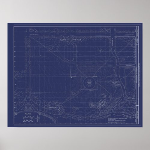 Vintage Washington Monument Site Plan Blueprints Poster