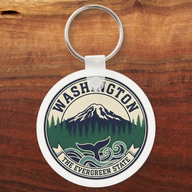 Vintage Washington State Emblem  Keychain (Back)