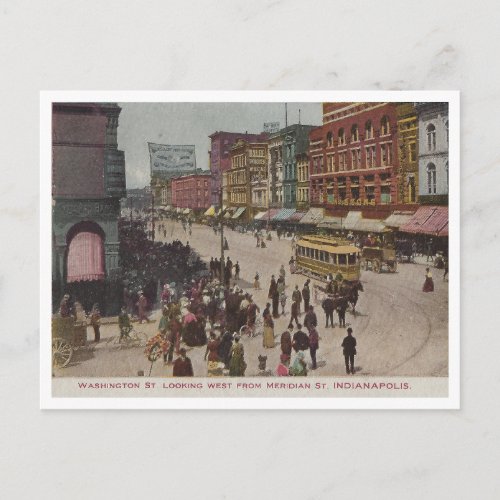 Vintage Washington Street Scene Indianapolis Postcard