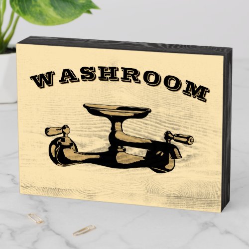 Vintage Washroom Wooden Box Sign