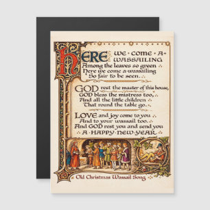 Vintage Wassail Song Illuminated Manuscript Art