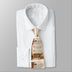 Vintage Wassail Song Illuminated Manuscript Art  Neck Tie