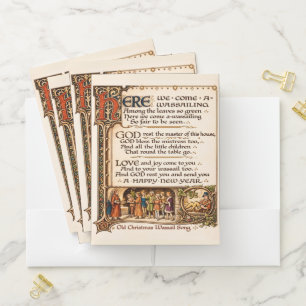 Vintage Wassail Song Illuminated Manuscript Art  Pocket Folder