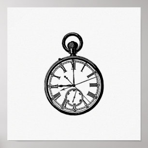 Vintage Watch Illustration Poster
