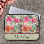 Vintage Water Color Flowers in Pinks and Greens  Laptop Sleeve<br><div class="desc">Vintage Water Color Flowers in pinks and greens Laptop case. Beautiful mix of pinks and green water color flowers as a background. This design may be personalized in the area provided by changing the text,  color or font. Choose your case style from the drop down box.</div>