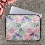 Vintage Water Color Pink Flower Laptop Sleeve<br><div class="desc">Beautiful mix of pinks and purple water color flowers as a background. The sachet with your name,  is a photo and is not made with actual glitter,  sequins or metals. This design may be personalized in the area provided by changing the text,  color or font.</div>