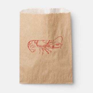 Vintage  water color - red lobster favor bag