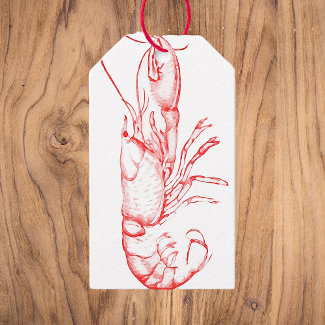 Vintage  water color - red lobster