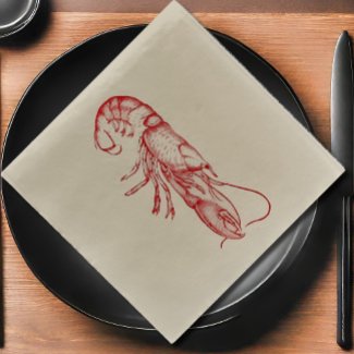 Vintage  water color - red lobster