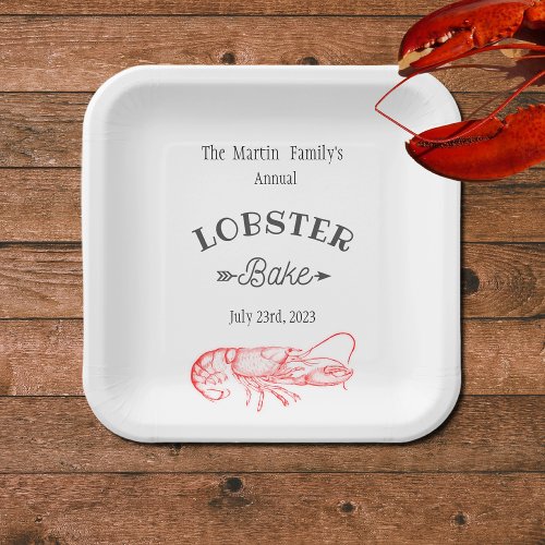 Vintage  water color _ red lobster paper plates