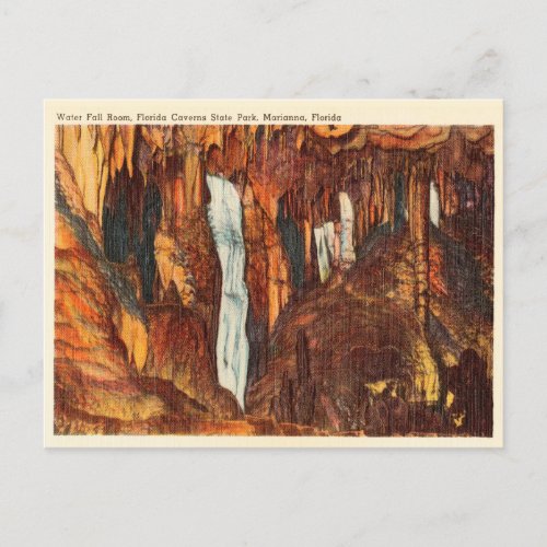 Vintage Water fall room Florida Caverns State Park Postcard