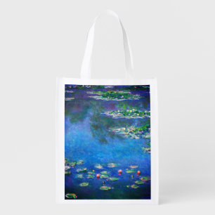Vintage Water Lilies by Claude Monet Grocery Bag