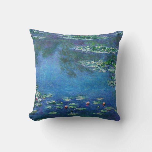 Vintage Water Lilies by Claude Monet Throw Pillow (Front)