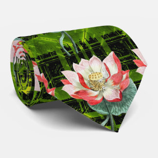 Vintage Water Lily Illustration Spiritual Art Neck Tie
