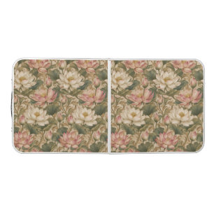 Vintage Water Lotus Botanical Floral Pattern Beer Pong Table