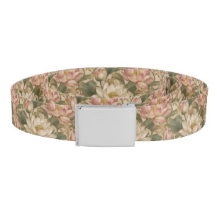 Vintage Water Lotus Botanical Floral Pattern Belt
