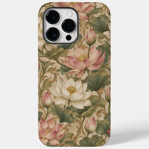 Vintage Water Lotus Botanical Floral Pattern