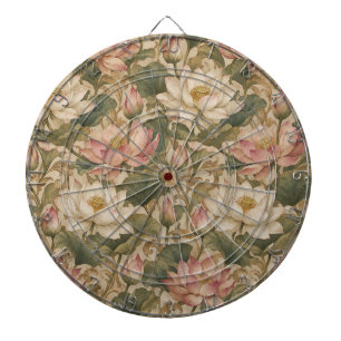 Vintage Water Lotus Botanical Floral Pattern Dart Board