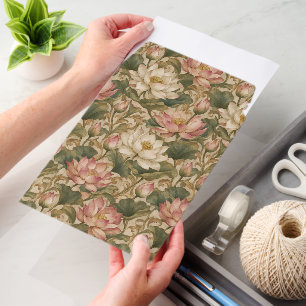 Vintage Water Lotus Botanical Floral Pattern Envelope Mailers