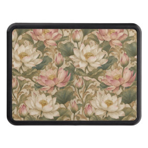 Vintage Water Lotus Botanical Floral Pattern Hitch Cover