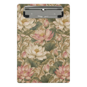 Vintage Water Lotus Botanical Floral Pattern Mini Clipboard