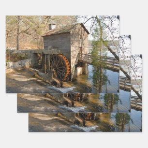 Vintage Water Mill Wrapping Paper Sheets