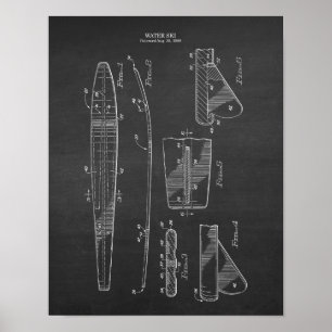 Vintage Water Ski blueprint art #6 Poster