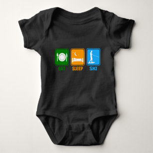 Vintage Water Ski Eat Sleep Baby Bodysuit