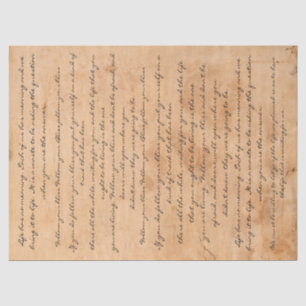 Vintage water stained parchment text script words tissue paper