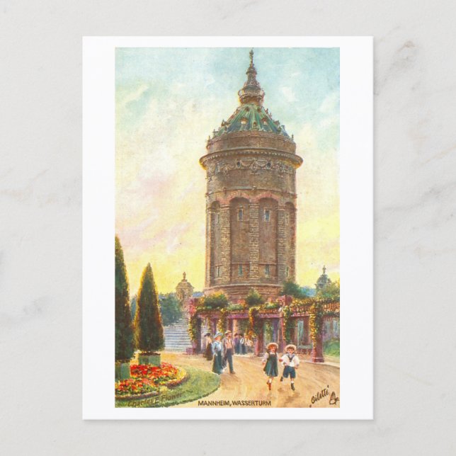 Vintage Water Tower, Mannheim, Germany Postcard (Front)
