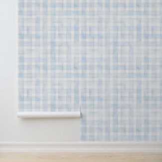 Vintage Watercolor Alice Blue Gingham Pattern