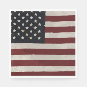 Vintage Watercolor American Flag 4th of July Napkins