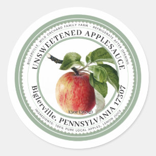 Vintage Watercolor Applesauce Label