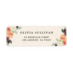 Vintage Watercolor Autumn Blooms Floral Bouquet Label