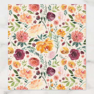 Vintage Watercolor Autumn Blooms Floral Pattern Envelope Liner