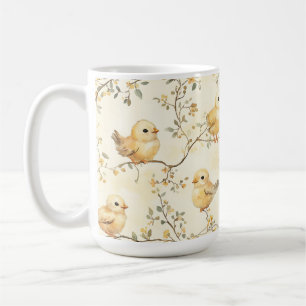 Vintage Watercolor Baby Chicks & Floral Spring Coffee Mug