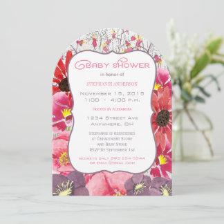 Vintage watercolor Baby Girl Shower Invitations