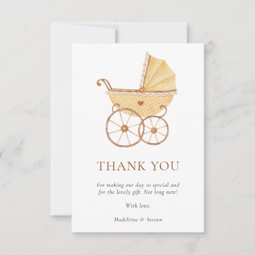 Vintage Watercolor Baby Shower  Thank You Card