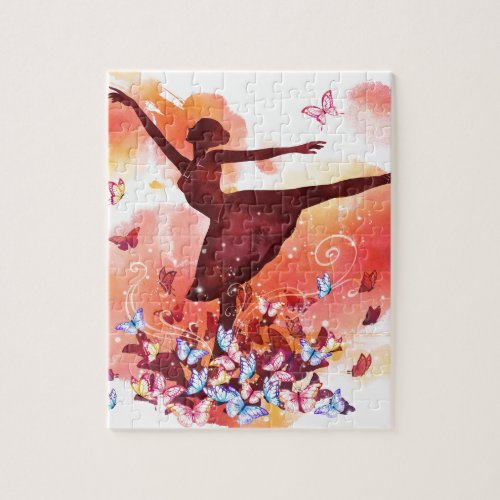 Vintage Watercolor Ballerina Dancer Ballet and But Jigsaw Puzzle